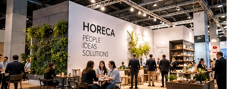 Padiglione di una fiera con attrezzature, arredi e soluzioni per alberghi e ristoranti