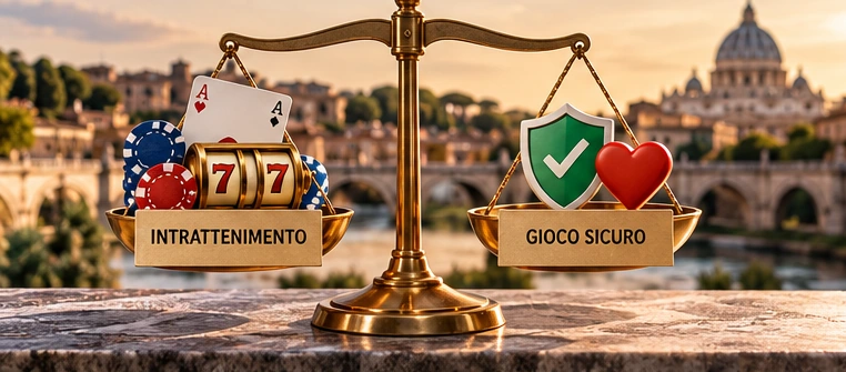 Bilancia simbolica tra intrattenimento del casinò e protezione dei giocatori