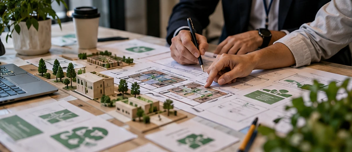 Progettazione di un evento con planimetrie, materiali riutilizzabili e scelte organizzative